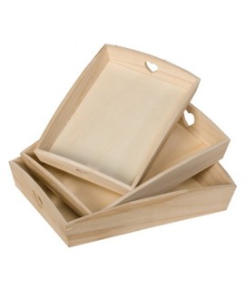 SET VASSOI LEGNO ARTEMIO C/CUORE 3PZ