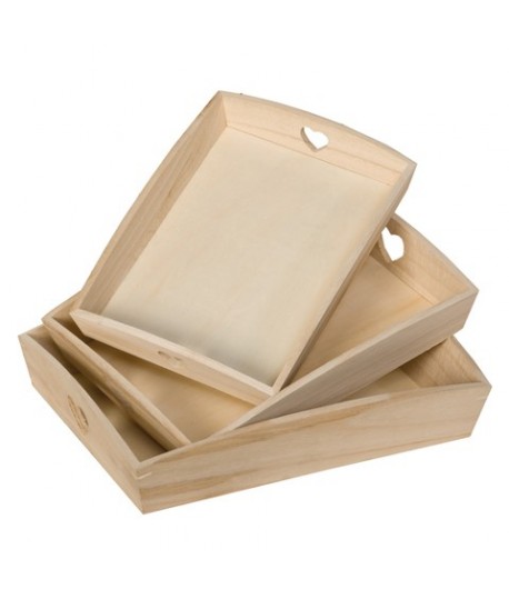 SET VASSOI LEGNO ARTEMIO C/CUORE 3PZ