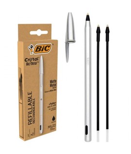 PENNA BIC CRISTAL RE'NEW INK-NERO +2 RIC