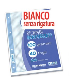 RICAMBIO A4 RINFORZATO 100GR 40FF BIANCO