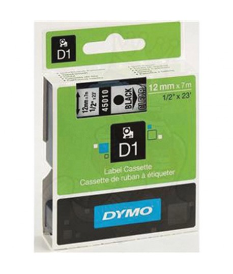 NASTRO DYMO 45010 D1 12MM 7M NERO/TRASP