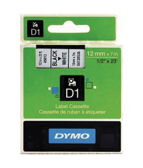 NASTRO DYMO 45013 D1 12MM 7M NERO/BIANCO