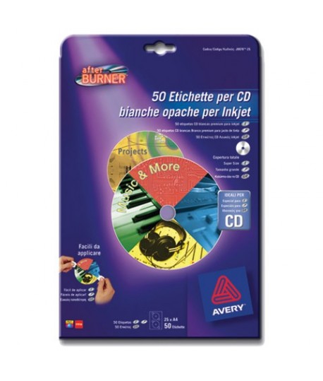 ETICHETTE AVERY J8676 PER CD/DVD 25FF