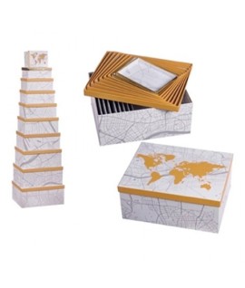 Set 3 scatole in cartone e stoffa di Vacchetti