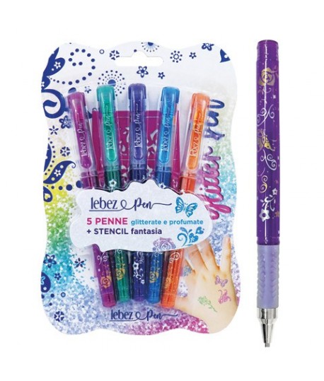 PENNE GLITTER NIJI 5321 5PZ CON STENCIL