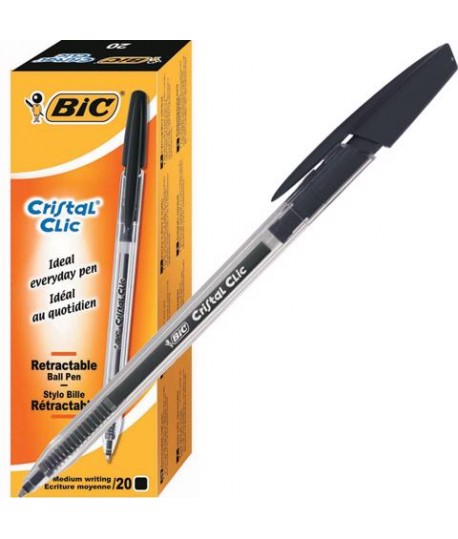 PENNA SFERA BIC CRISTAL CLIC NERO 20PZ