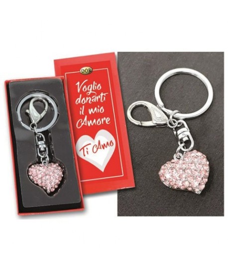 PORTACHIAVI CUORE STRASS ROSA V7394