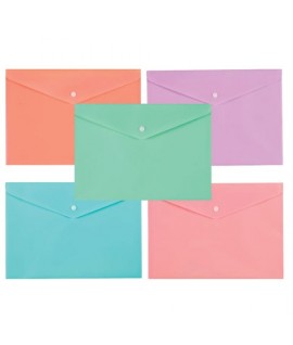 BUSTE BOTTONE PASTELLO A4 5PZ ASSORTITE