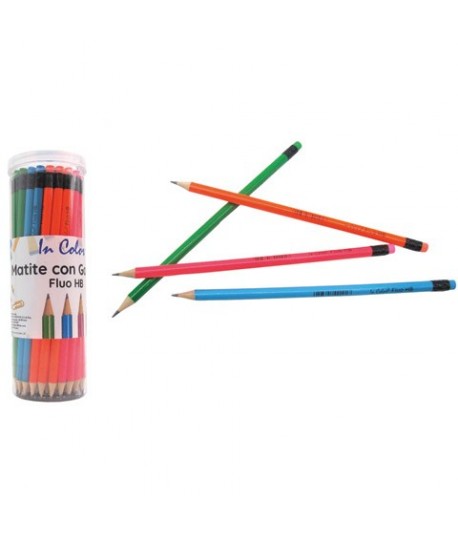 MATITE INCOLOR HB+GOMMA FUSTO NEON 48PZ