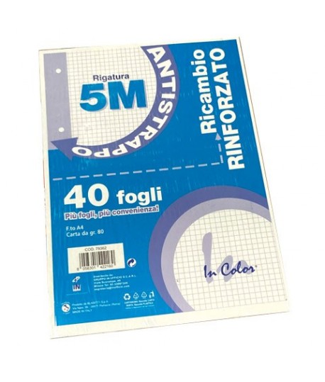 RICAMBIO RINFORZATO IN A4 80G 40FF 5MM