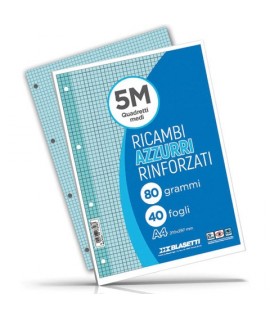 RICAMBIO RINFORZATO A4 80G 5M AZZUR 40FF