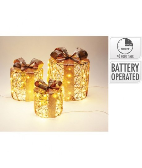 PACCHI LED 3PZ CHAMPAGNE TONDI AMX200640