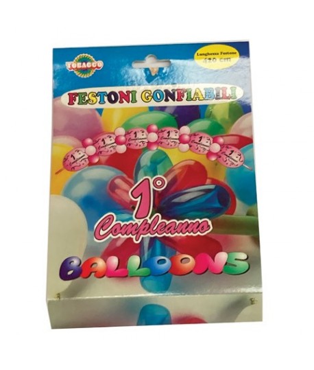 FESTONE GONFIABILE 1° COMPLEANNO ROSA