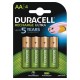 PILE RICARIC. DURACELL AA 4PZ 2400MAH