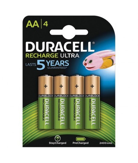PILE RICARIC. DURACELL AA 4PZ 2400MAH