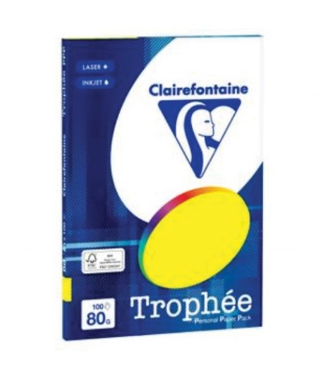 CARTA TROPHEE 80G A4 GIALLO FLUO 100FF