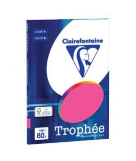 CARTA TROPHEE 80G A4 ROSA FLUO 100FF