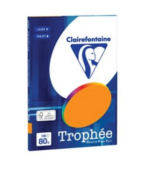 CARTA TROPHEE 80G A4 ARANCIO FLUO 100FF