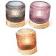 LAMPADA VETRO BASE LEGNO D13X14H 01408