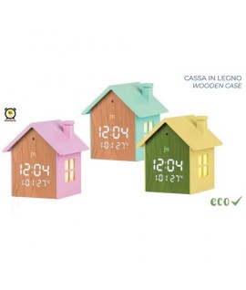 SVEGLIA JM CASETTA LEGNO A LED JD9540