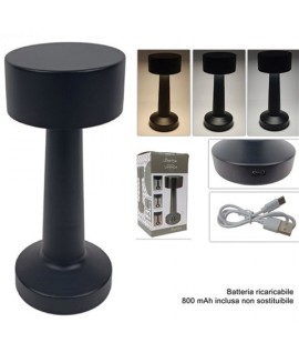 LAMPADA METALLO RICARICABILE NERA