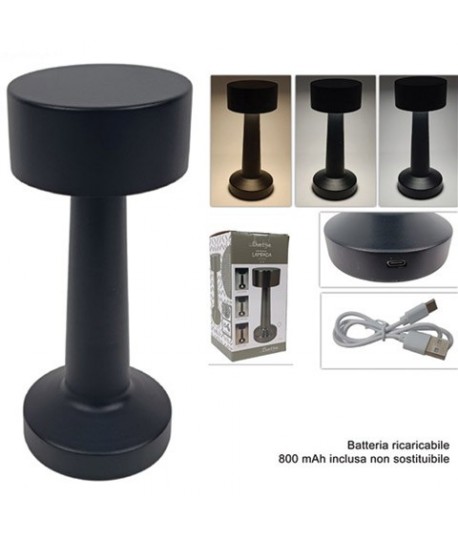LAMPADA METALLO RICARICABILE NERA