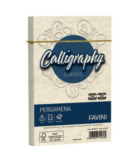 BUSTA FAVINI PERGAMENA 12X18 NATURAL 25P