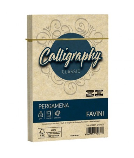 BUSTA FAVINI PERGAMENA 12X18 CREMA 25P