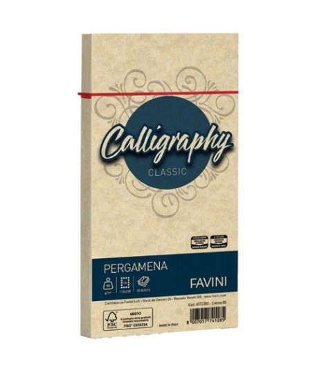 BUSTA FAVINI PERGAMENA 11X22 CREMA 25P