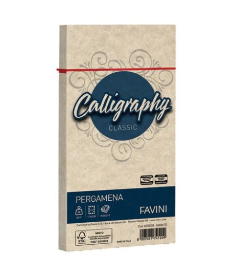BUSTA FAVINI PERGAMENA 11X22 SABBIA 25P