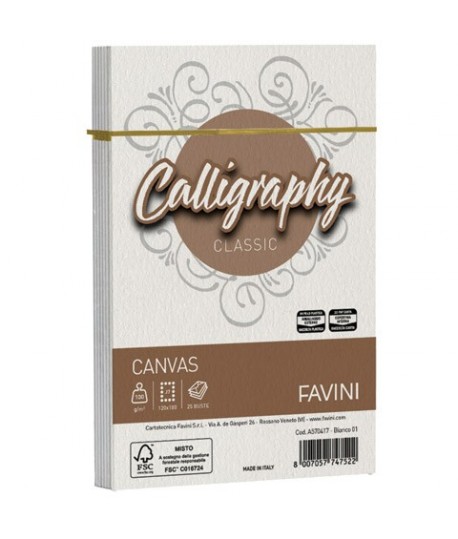 BUSTA FAVINI CANVAS 12X18 BIANCO 25PZ