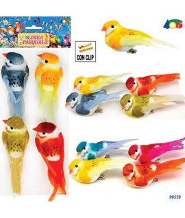 UCCELLINI COLORATI C/CLIP 4PZ G90559