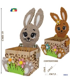 CASSETTA LEGNO C/CONIGLIO FELTRO G90933
