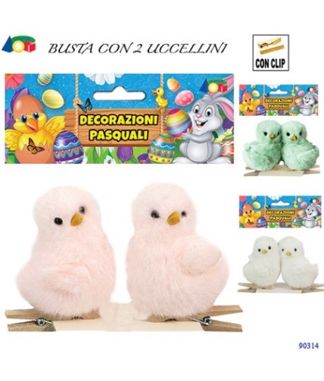 UCCELLINI COLORI ASSOR.C/CLIP 2PZ G90314
