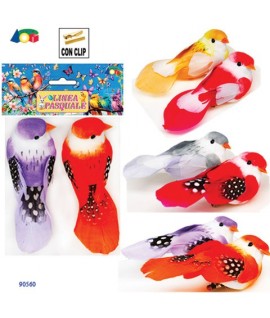 UCCELLINI COLORATI C/CLIP 2PZ G90560