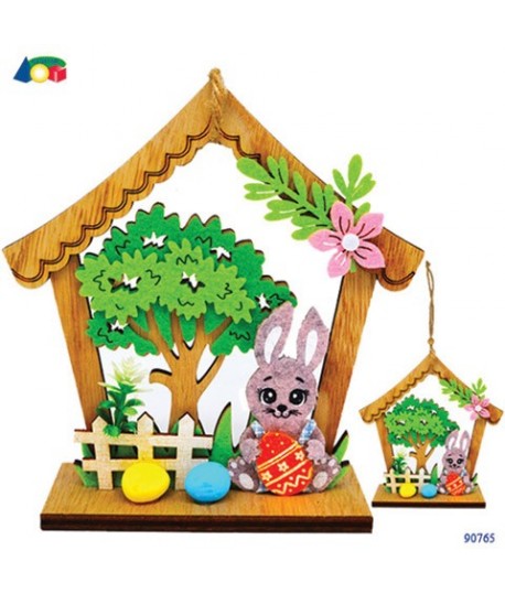 CASETTA LEGNO CON DECORI FELTRO G90765