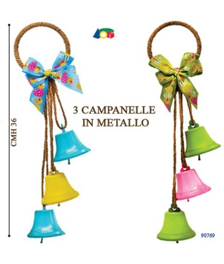 DECORO 3 CAMPANELLE METAL.APP.G90769 H36