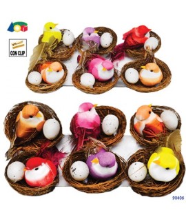 NIDO CON UCCELLINO E CLIP G90406 6PZ