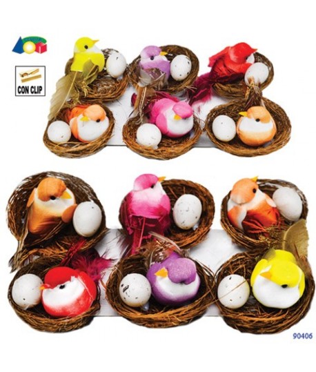 NIDO CON UCCELLINO E CLIP G90406 6PZ