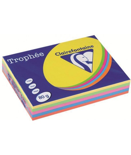 Clairefontaine Trophée - Resma De Papel, 80 Gr/m², 500 Hojas, A4 (21 X 29.7 Cm), Multicolor