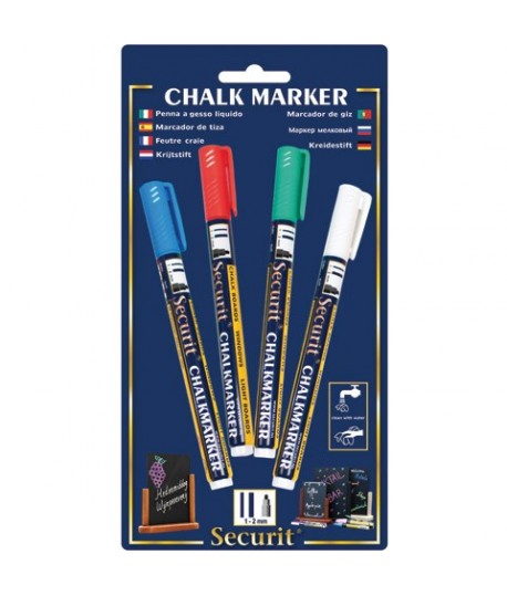 CHALK MARKER SECURIT P.FINE C.BASE 4PZ