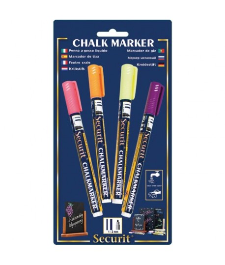 CHALK MARKER SECURIT P.FINE C.TROPIC 4PZ