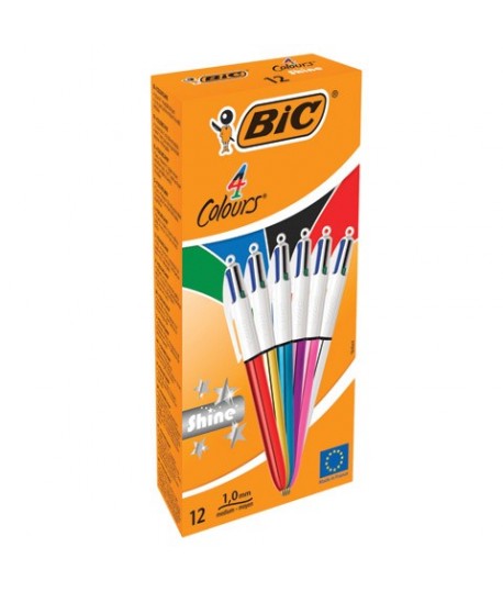 PENNA SFERA BIC 4 C.METAL 12PZ