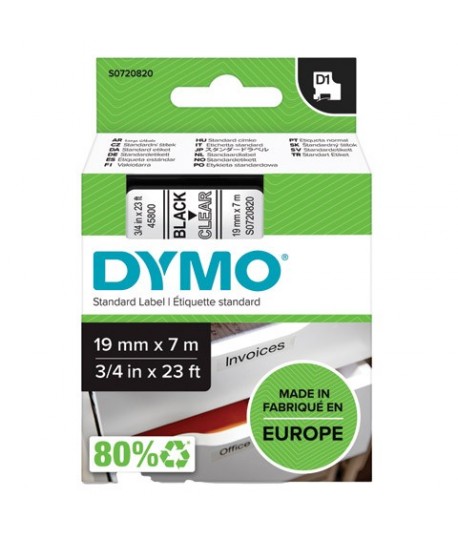 NASTRO DYMO 45800 D1 MM19 NERO/TRASP