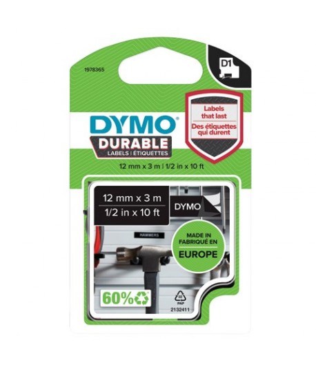 NASTRO DYMO D1 DURABLE 12MM 3M BIANCO/NE