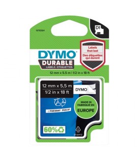 NASTRO DYMO D1 DURABLE 12MM 5M NERO/BIA.