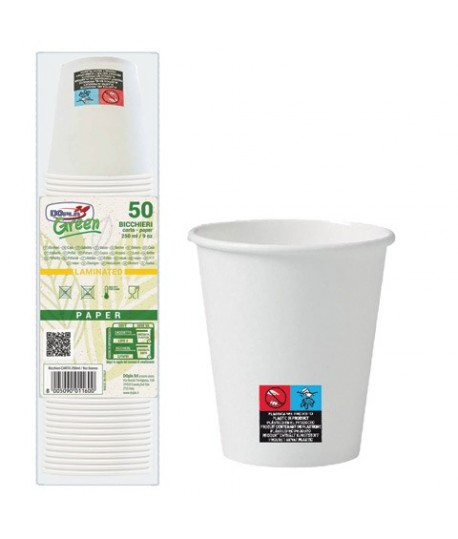 BICCHIERE CARTA DOPLA GREEN 250ML 50PZ