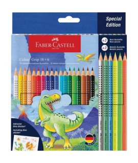 PASTELLI FABER COLOUR GRIP DINO 18+6