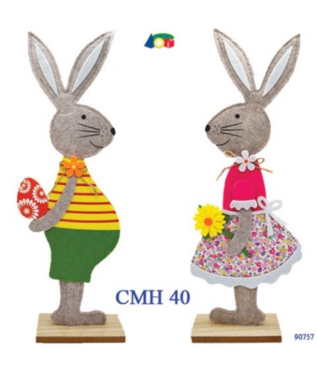 CONIGLIO FELTRO CM50 BASE LEGNO G90757
