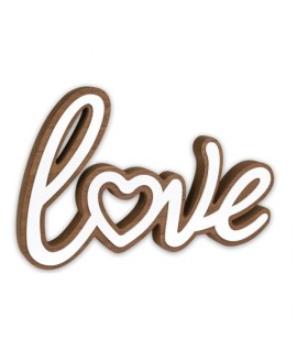 SCRITTA "LOVE" IN LEGNO MARRONE E BIANCO